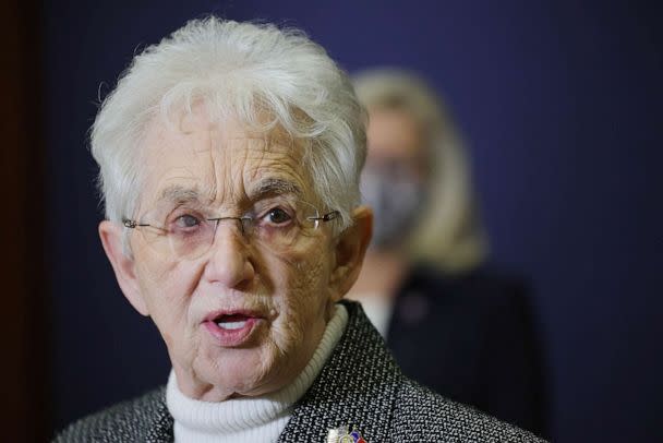 PHOTO: FILE - Rep. Virginia Foxx speaks at a press conference at the U.S. Capitol, March 09, 2021 in Washington, DC. (Win Mcnamee/Getty Images, FILE)