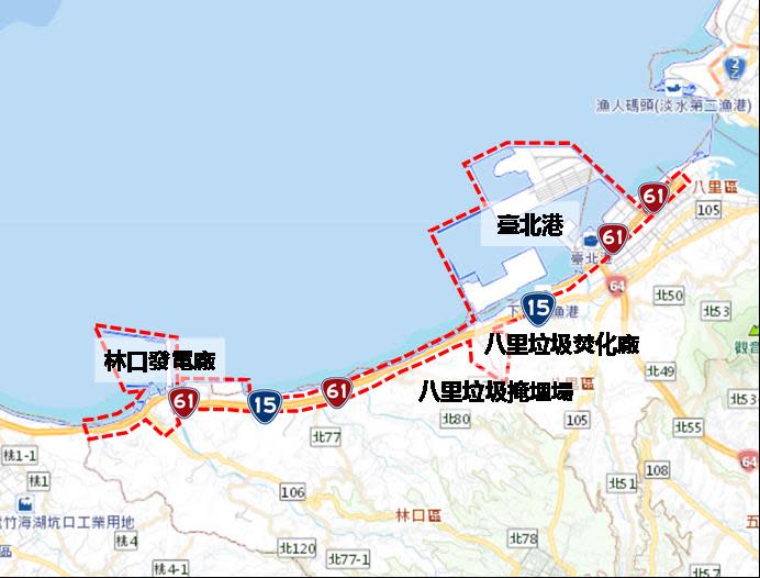 西濱海岸空維區管制範圍圖。（新北市環保局提供）