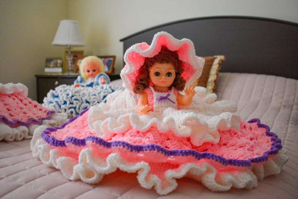 Dorothy Wheeler, 95, just recently finished crocheting this doll for her great-granddaughter.