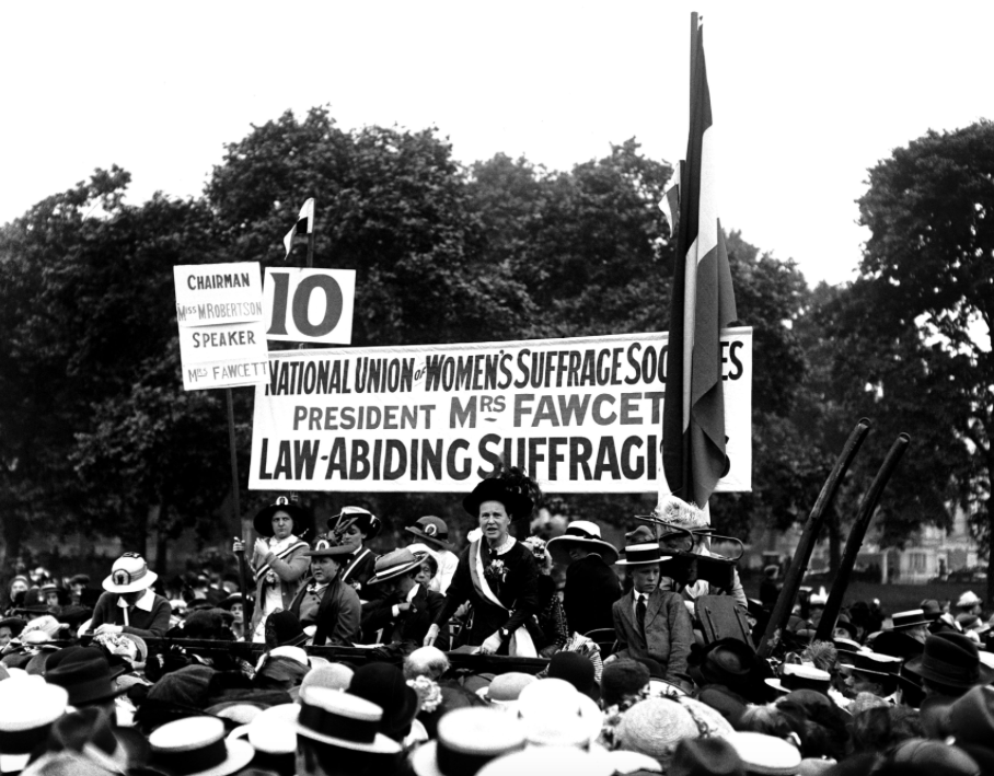 <em>Millicent Fawcett speaking at the Suffragette Pilgrimage in Hyde Park, London (PA)</em>