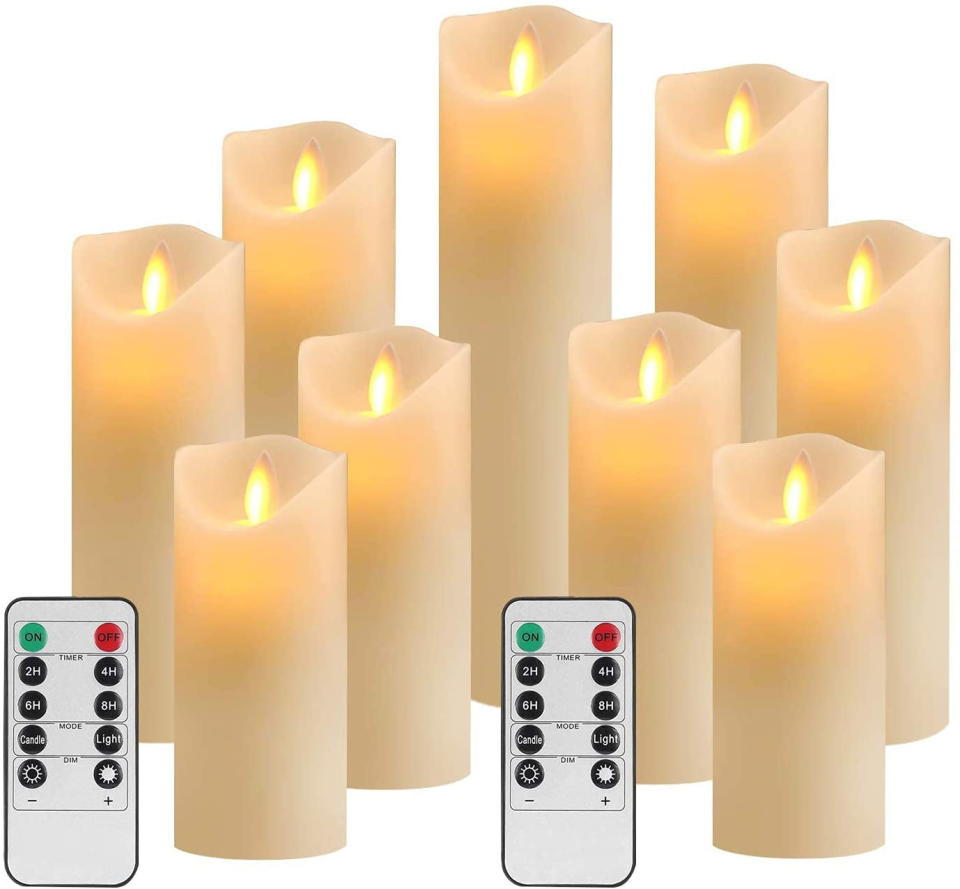 <p><a href="https://go.redirectingat.com?id=74968X1596630&url=https%3A%2F%2Fwww.walmart.com%2Fip%2FOSHINE-Flameless-Candles-9-pack-LED-Lights-Moving-Wick-Ivory-Electric-Pillar-Battery-Real-Wax-Flicker-Votive-Flames-Remote-Control-Timer-300-Hours%2F799063024&sref=https%3A%2F%2Fwww.goodhousekeeping.com%2Fhome-products%2Fg44212440%2Fbest-walmart-candles%2F" rel="nofollow noopener" target="_blank" data-ylk="slk:Shop Now;elm:context_link;itc:0;sec:content-canvas" class="link ">Shop Now</a></p><p>Flameless Candles</p><p>$25.59</p><p>walmart.com</p>