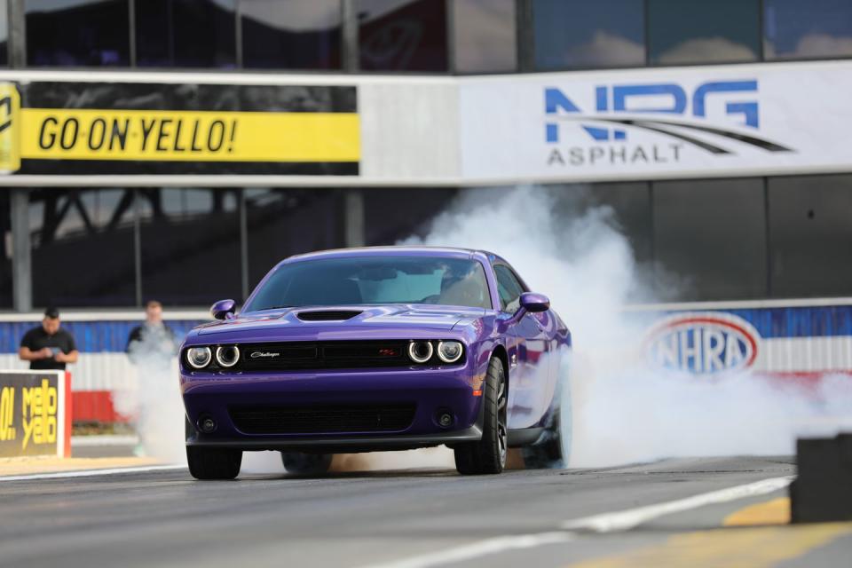 <p>If you’ve made it this far you probably know, but just in case, <a rel="nofollow noopener" href="https://www.caranddriver.com/news/a22487546/miss-out-on-a-demon-the-2019-dodge-challenger-rt-scat-pack-1320-is-your-consolation-prize/" target="_blank" data-ylk="slk:the 1320 Drag package;elm:context_link;itc:0;sec:content-canvas" class="link ">the 1320 Drag package</a> is named for the length of a quarter-mile in feet. Like the limited-edition Demon, this is a Challenger set up for the drag strip. But the Demon has been discontinued for 2019, so the 1320 is now the factory-prepped dragster in the Challenger lineup, which is why Dodge let us rip on the 1320 at the drag strip at the Auto Club Speedway in Pomona, California.</p>