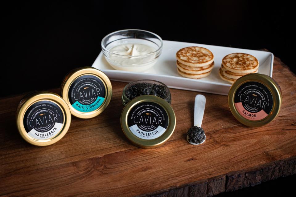 A caviar set from Fulton Fish Market