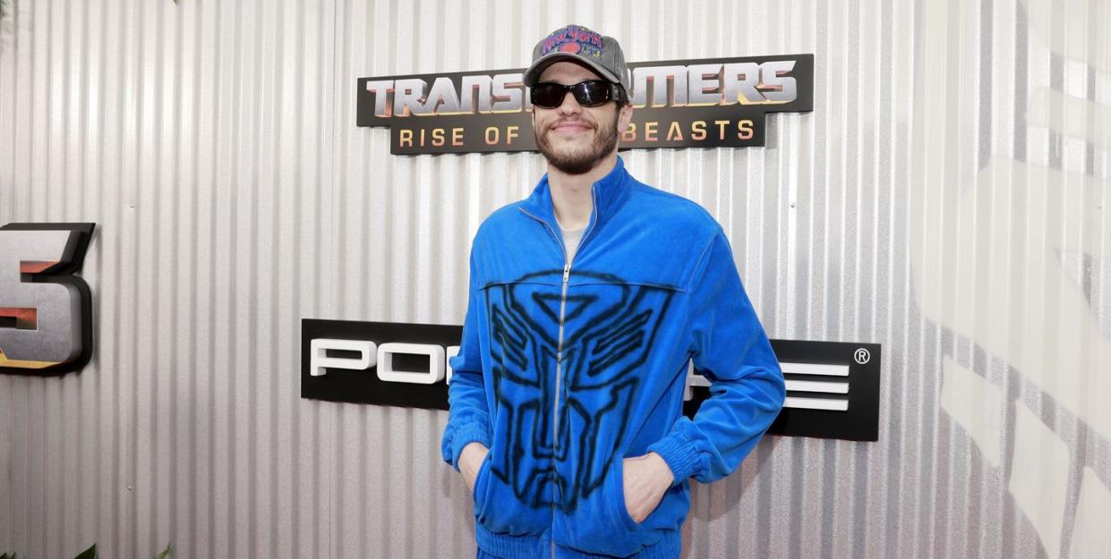 pete davidson attends the us premiere of paramount pictures transformers rise of the beasts at kings theatre on june 05, 2023,