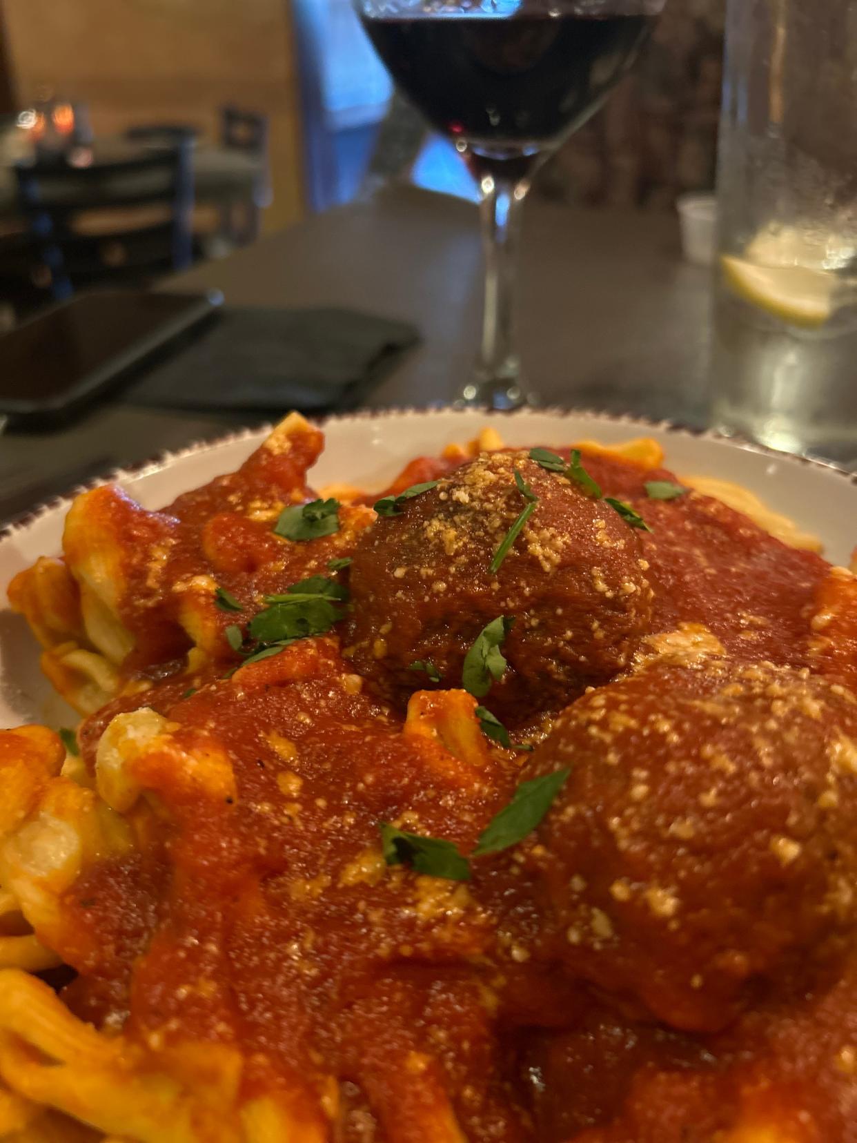 Cavatelli with meatballs and house tomato sauce as Santosuosso's restaurant in Medina Township.