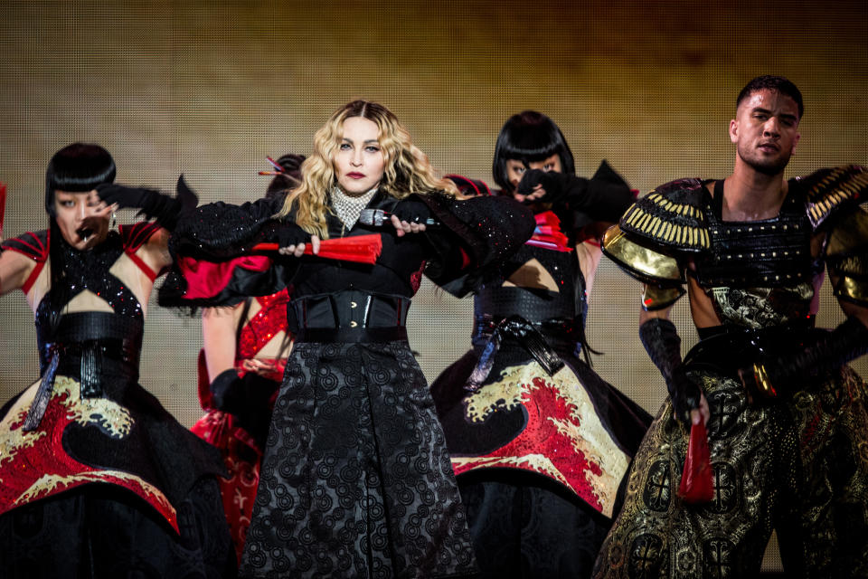 PALA ALPITOUR, TURIN, ITALY - 2015/11/19: American singer-songwriter Madonna performed live on stage at Pala Alpitour in Turin, Italy for the first of the three Italian shows of the Rebel Heart Tour. (Photo by Francesco Castaldo/Pacific Press/LightRocket via Getty Images)