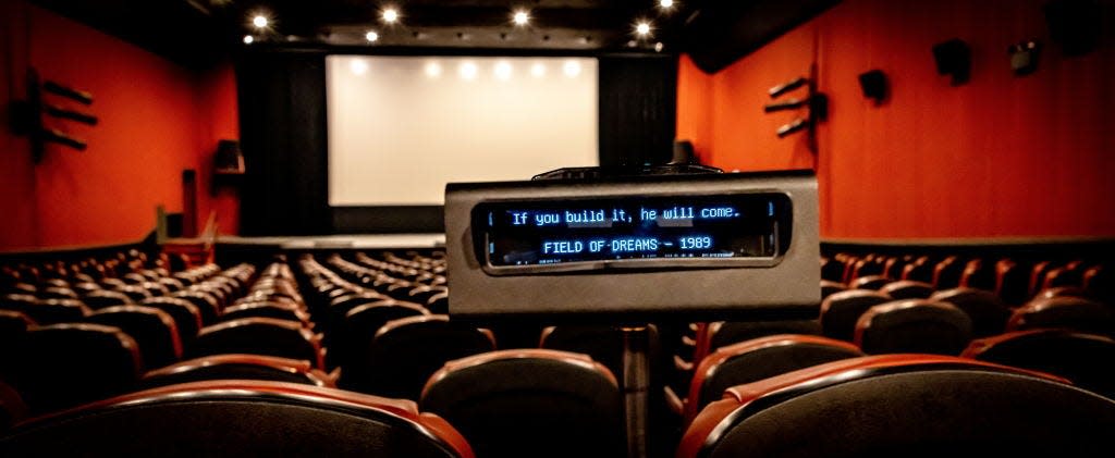 Closed captioning device in a movie theater. 