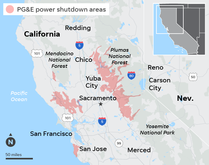 SOURCE Pacific Gas & Electric; maps4news.com/©HERE