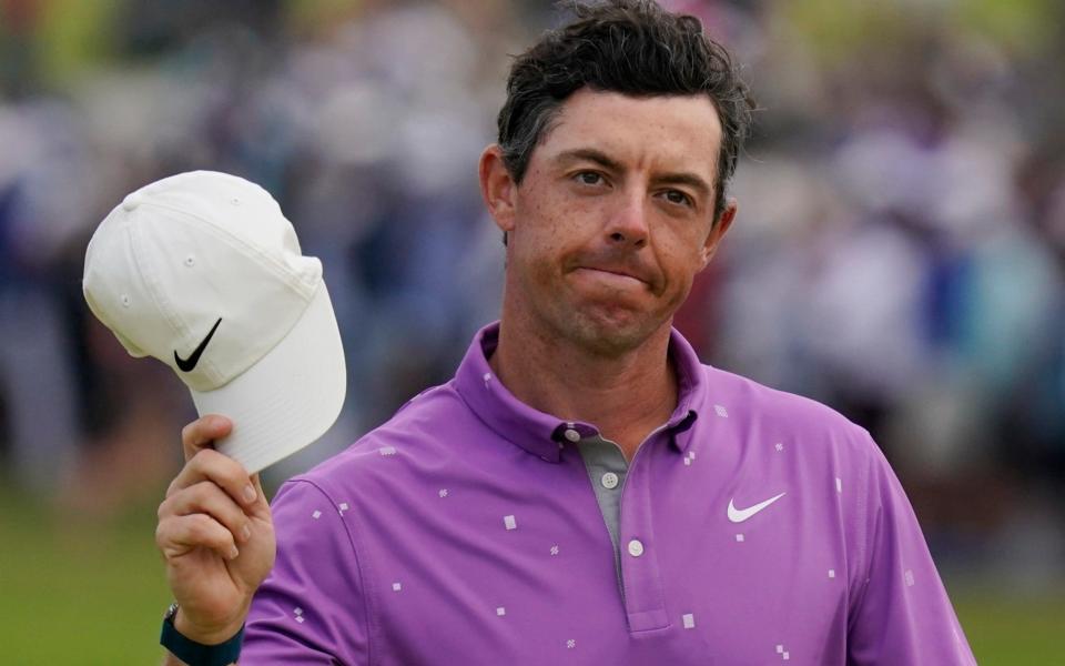 Rory McIlroy was challenging for the lead but fell away on the tough back nine - AP