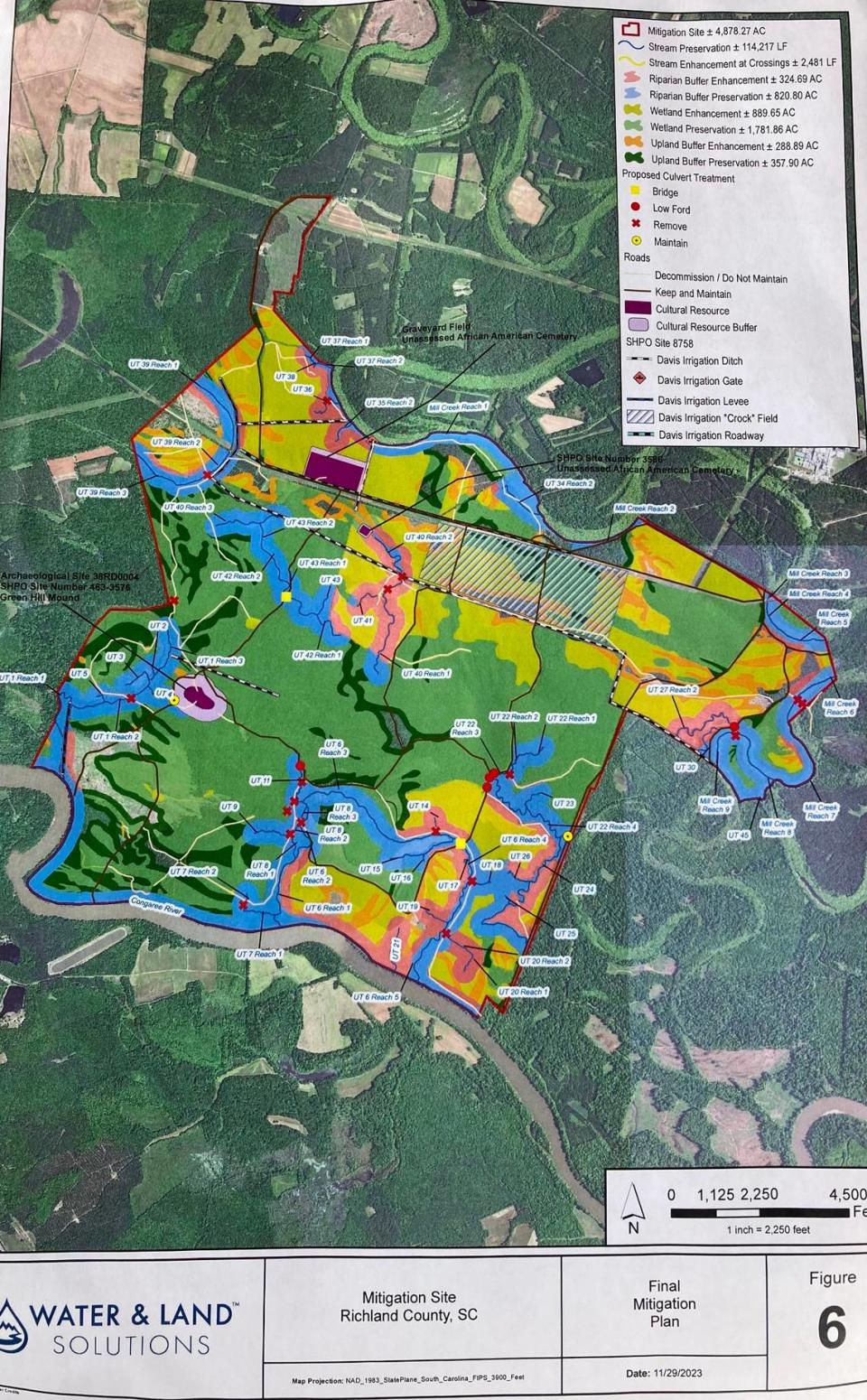 Map of land being protected in eastern Richland County to compensate for environmental impacts of the Scout Motors project in northern Richland County.