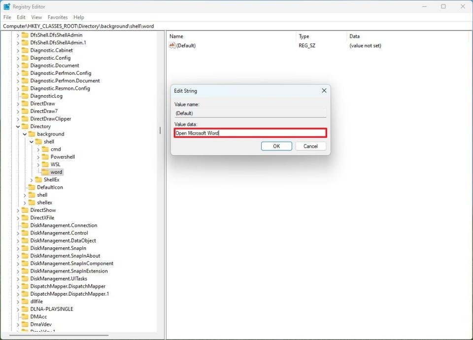 Registry add item context menu