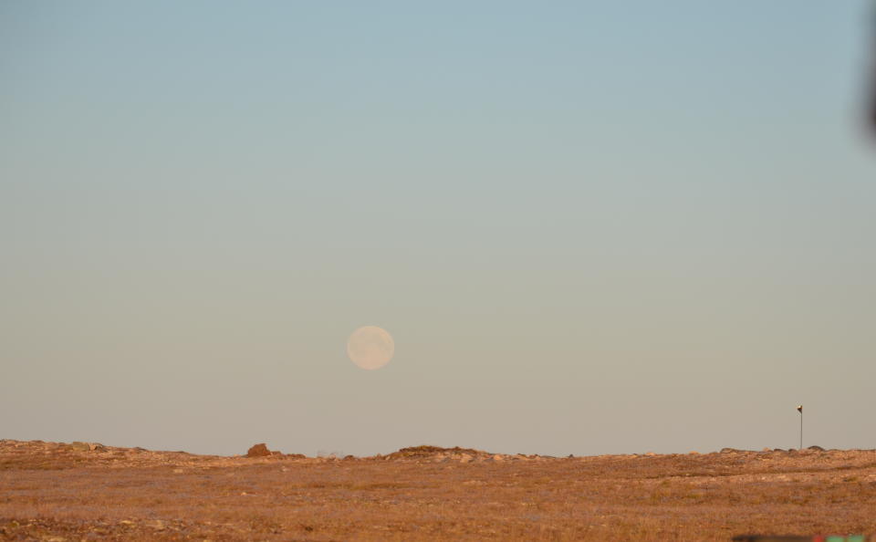 RANKIN INLET - NUNAVUT - AUGUST 20: Blue moon rises over King William Island, Nunavut, Aug. 20, 2013. For Tonda MacCharles feature on Inuit languages. (Tonda MacCharles/Toronto Star via Getty Images)