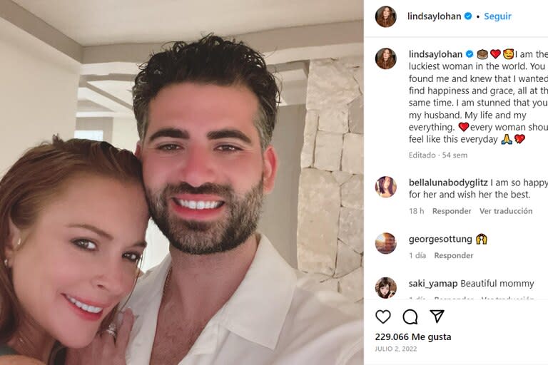 Lohan anunció que se casó con su pareja