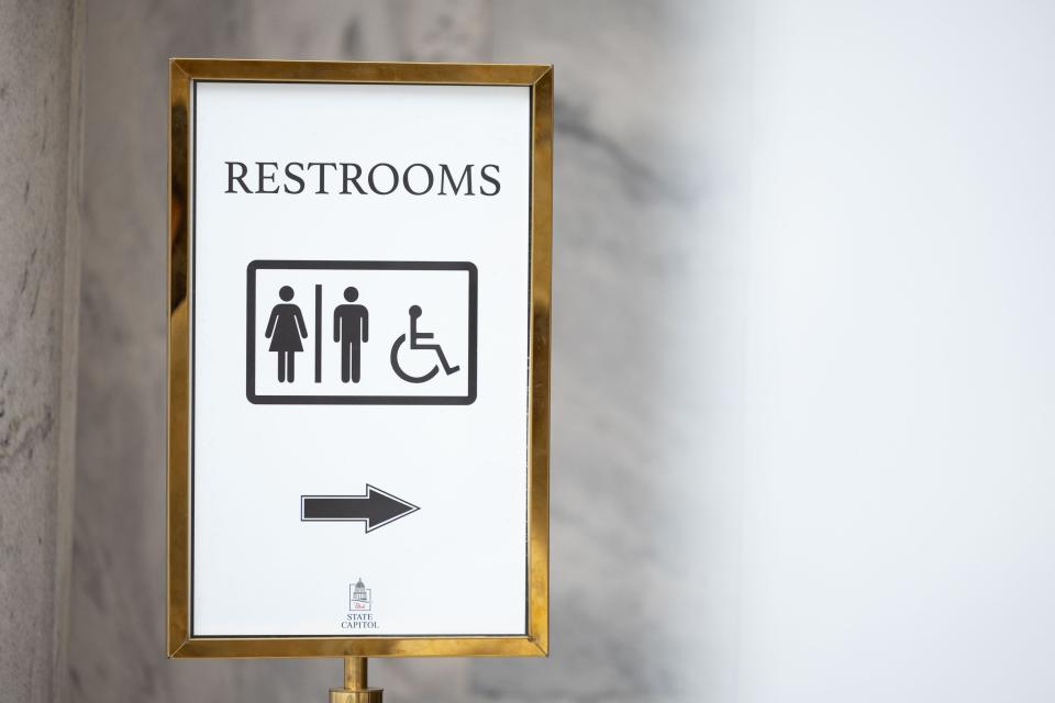 Signage for the restrooms at the Utah Capitol in Salt Lake City on Wednesday, Jan. 24, 2024. | Megan Nielsen, Deseret News