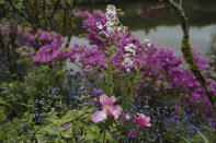 The Japanese-inspired water garden of Claude Monet's house, French impressionist painter who lived from 1883 to 1926, waits ahead of the re-opening, in Giverny, west of Paris, Monday May 17, 2021. Lucky visitors who'll be allowed back into Claude Monet's house and gardens for the first time in over six months from Wednesday will be treated to a riot of color, with tulips, peonies, forget-me-nots and an array of other flowers all competing for attention. (AP Photo/Francois Mori)