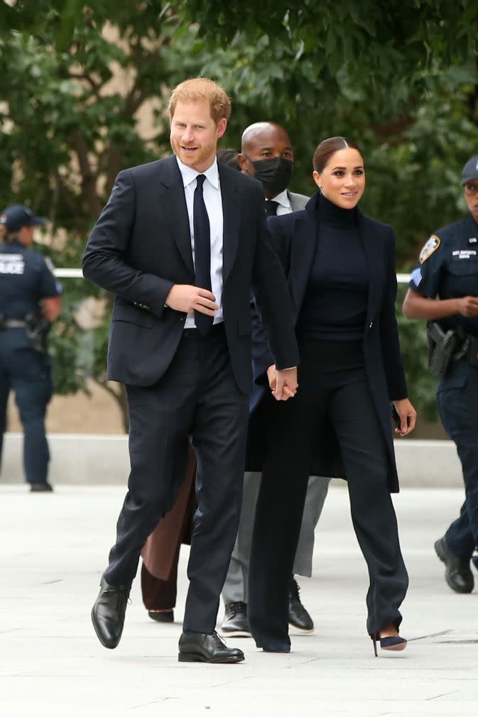 Prince Harry and Meghan Markle arrive at One World Trade Center observatory in New York City, NY, Sept. 23. - Credit: Christopher Peterson/Splash News