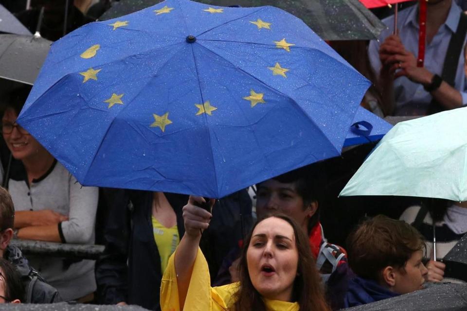 Pledge: an anti-Brexit protester in London (AFP/Getty Images)