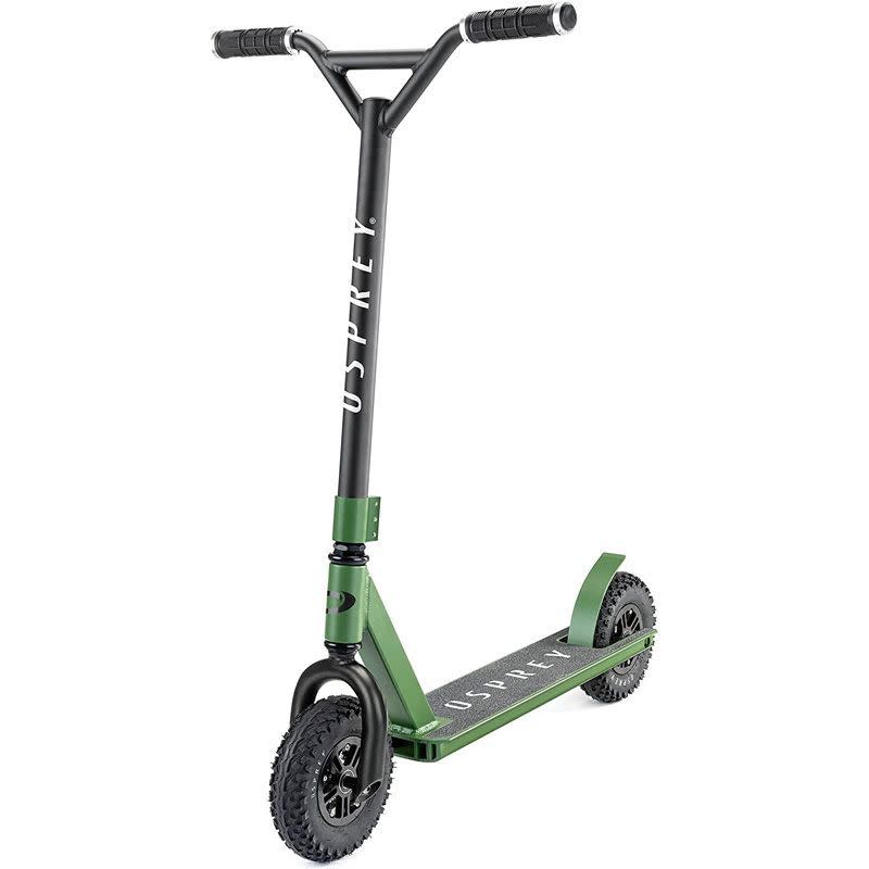 Osprey Dirt Scooter, All Terrain Trail Adult Scooter with Chunky Off Road Tyres, Green