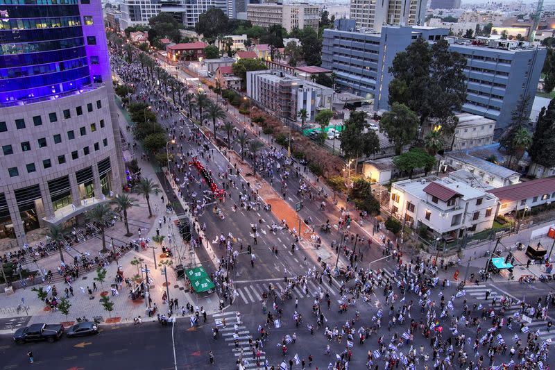 Demonstration against Israeli PM Netanyahu and judicial overhaul in Tel Aviv