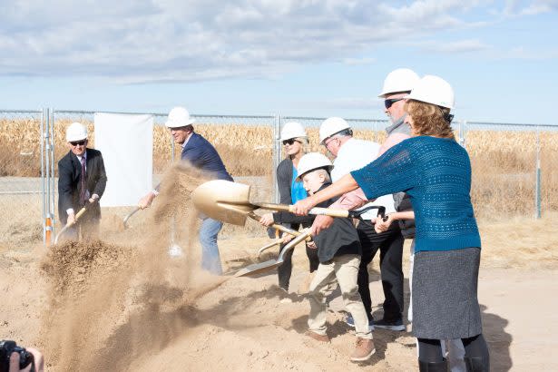 School officials and others at the Gem Prep Meridian groundbreaking. (Bluum)