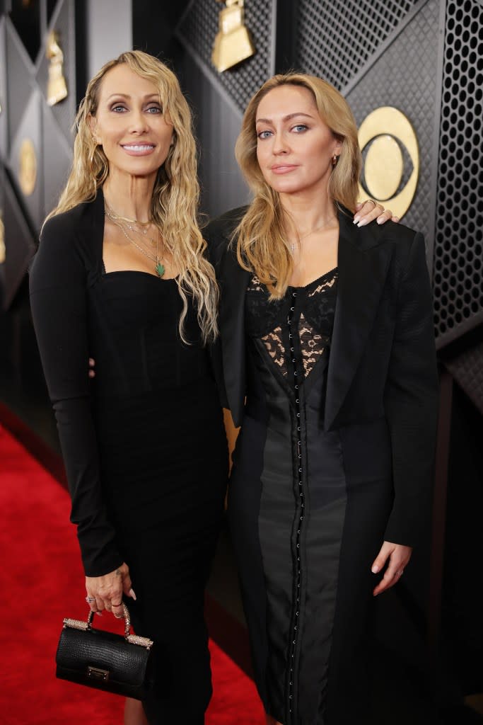 (L-R) Tish Cyrus and Brandi Cyrus attend the 66th GRAMMY Awards at Crypto.com Arena on February 04, 2024 in Los Angeles, California.