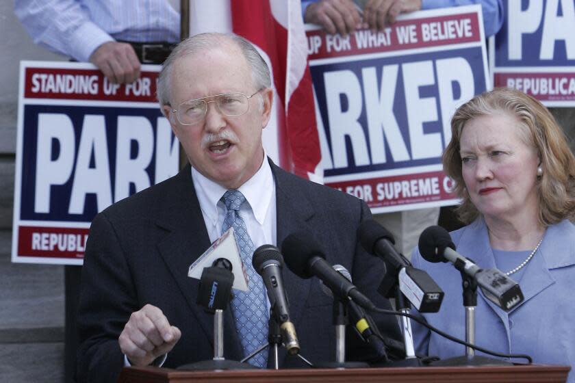 FILE - Alabama Supreme Court Justice Tom Parker announces plans to run for chief justice on the steps of the state judicial building in Montgomery, Ala., April 5, 2006. The Alabama Supreme Court has ruled Friday, Feb. 16, 2024, that frozen embryos can be considered children under state law, a ruling critics said could have sweeping implications for fertility treatments. (AP Photo/Jamie Martin, File)