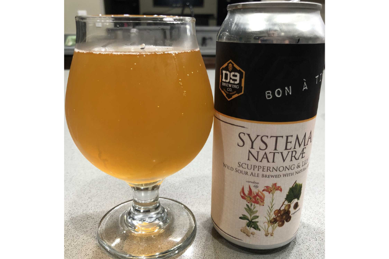 <cite>D9 Brewing Co.的一款野生酸啤酒Systema Naturae的第二版Scuppernong & Lily在2016年的美國啤酒節中拿下金牌。（圖／翻攝自Untappd）</cite>