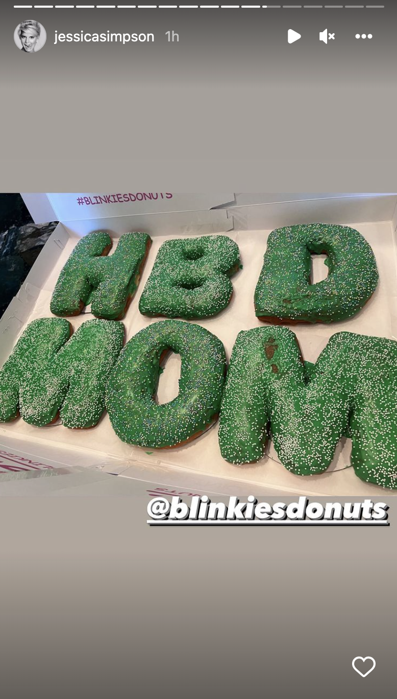 Simpson shared a photo of some large green donuts she received, courtesy of her children. (Photo: Jessica Simpson)