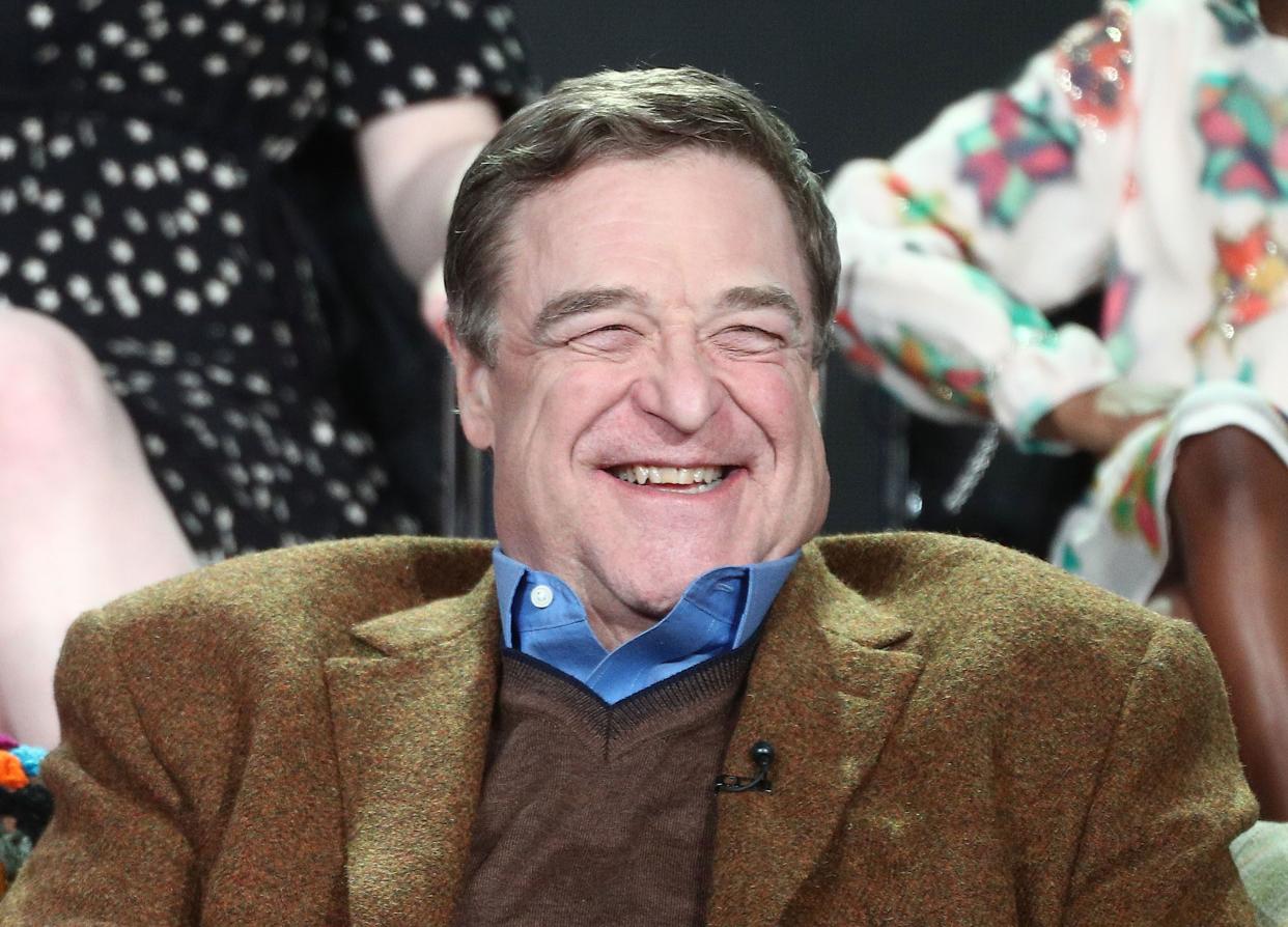 Actor John Goodman of the television show Roseanne reacts onstage during the ABC Television/Disney portion of the 2018 Winter Television Critics Association Press Tour at The Langham Huntington, Pasadena on January 8, 2018 in Pasadena, California.