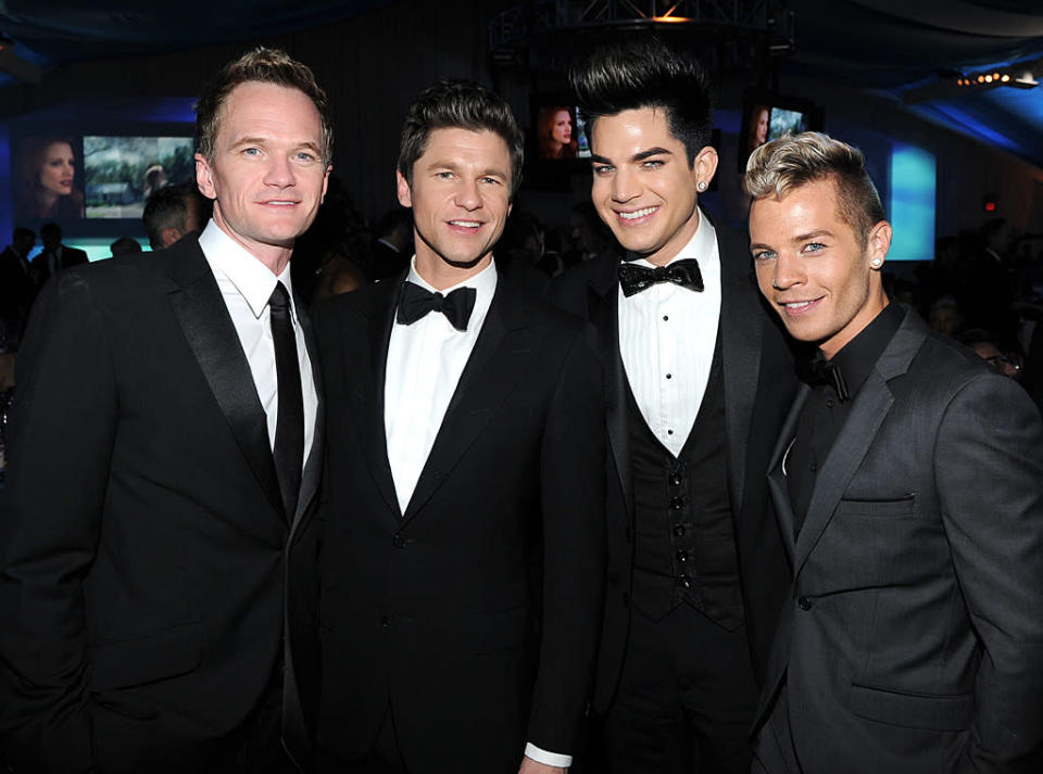 Neil Patrick Harris and partner David Burtka posed for a cute pic alongside Adam Lambert and his boyfriend, Sauli Koskinen.