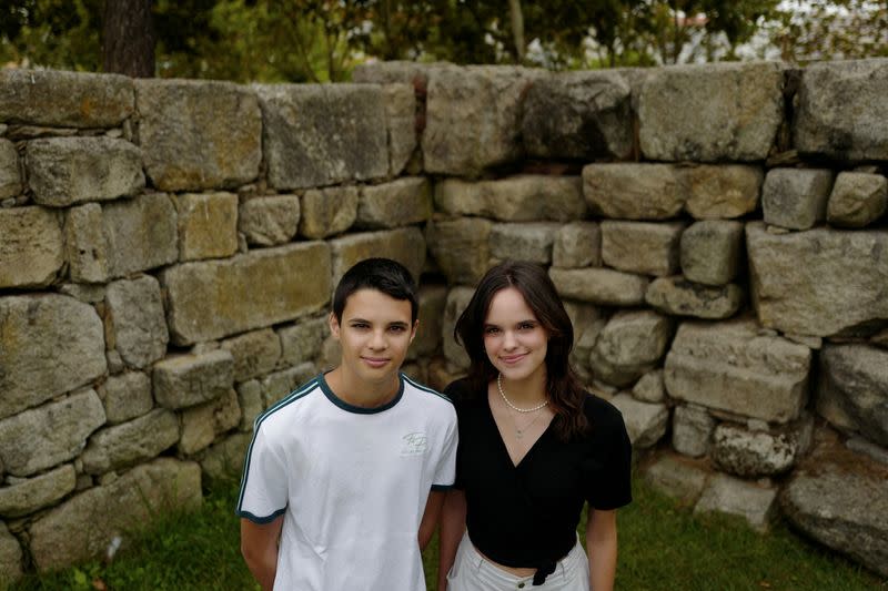 FILE PHOTO: Andre and Sofia Oliveira pose for a picture in Almada