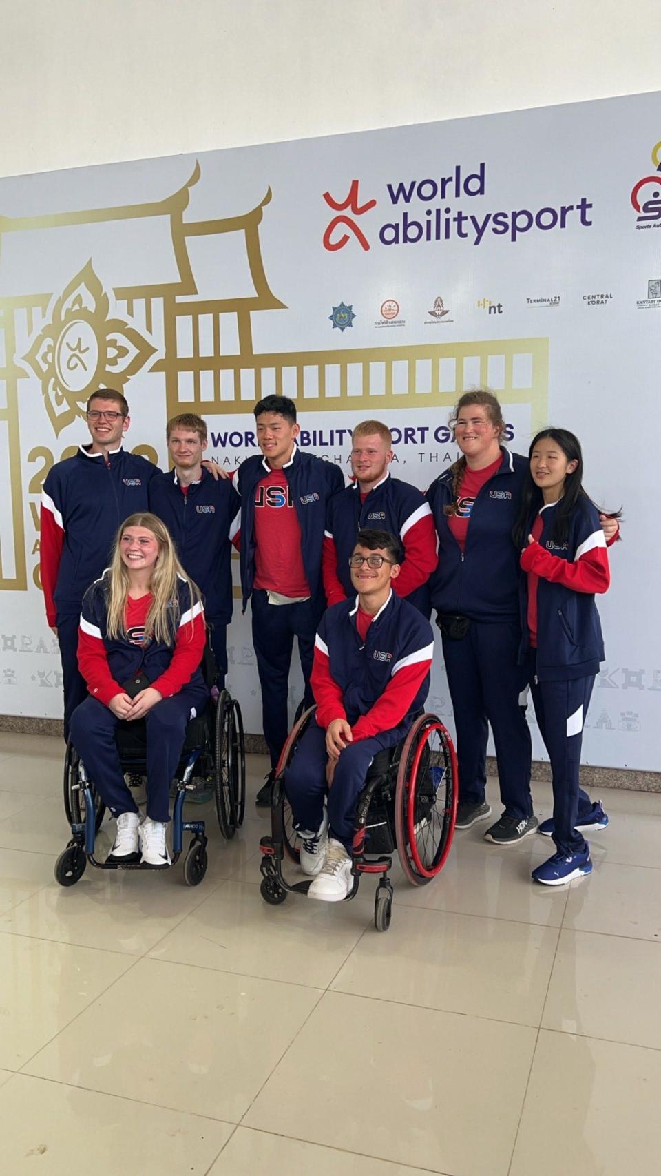 Marquette University High School sophomore Gianni Quintero (front right) poses with Team USA teammates while competing at the World Abilitysport games in Nakhon Ratchasima, Thailand in December.