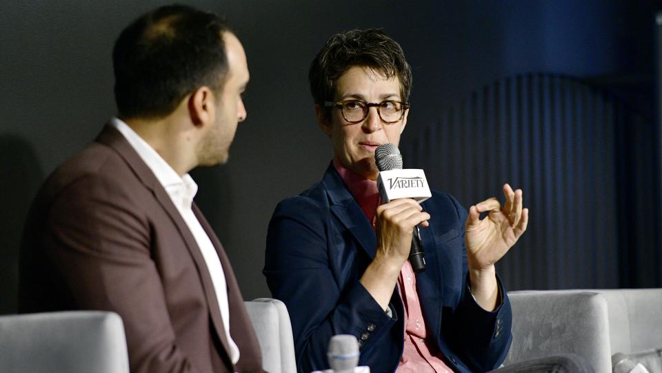 NEW YORK, NEW YORK - AUGUST 02: Ramin Setoodeh, Co-Editor-In-Chief, Variety, and Rachel Maddow (R) speak onstage during the Variety & Rolling Stone Truth Seekers Summit presented by SHOWTIME at Second Floor on August 02, 2023 in New York City. (Photo by Eugene Gologursky/Variety via Getty Images)