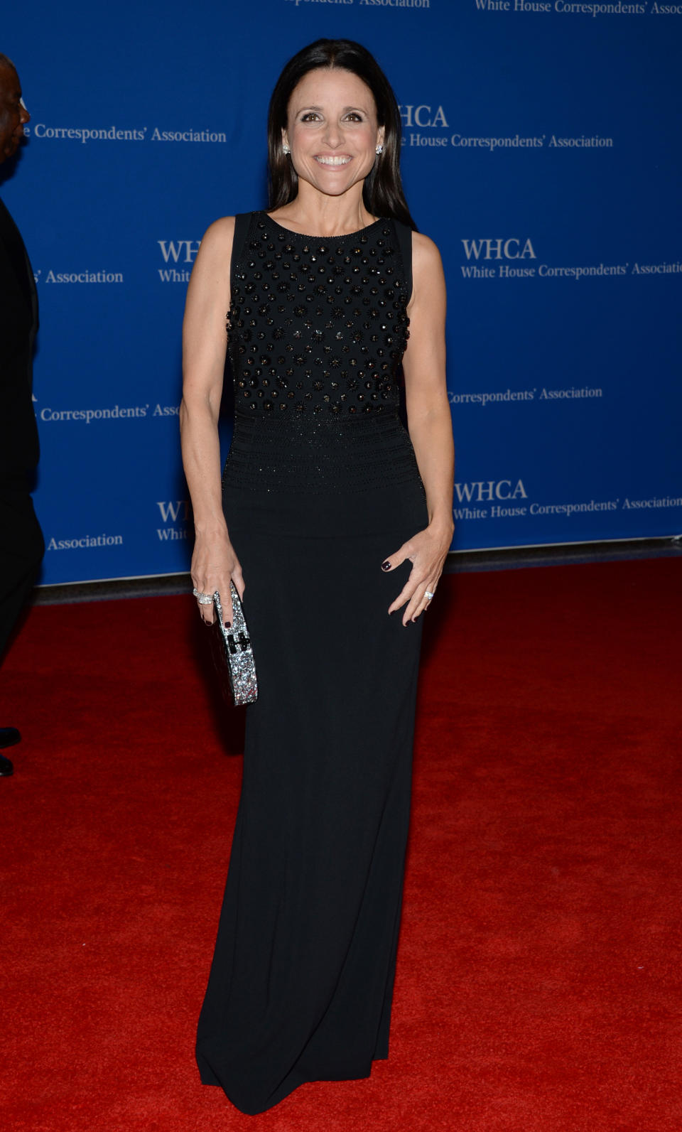 Julia Louis-Dreyfus arrives at the White House Correspondents' Association Dinner at the Washington Hilton Hotel, Saturday, May 3, 2014, in Washington. (Evan Agostini/Invision/AP)