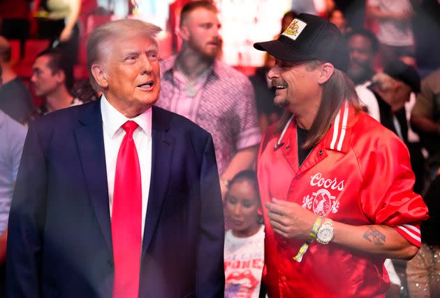 Trump and Rock attend UFC 287 in Miami last April. Rock talked about politics and much, much more in an in-depth interview with Rolling Stone, published on Sunday.