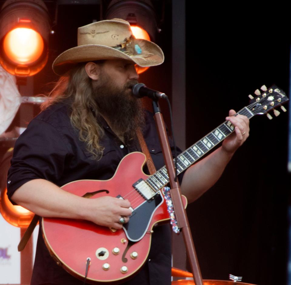 Chris Stapleton performs ahead of George Strait at Nissan Stadium in Nashville , Tenn., Friday, July 28, 2023.