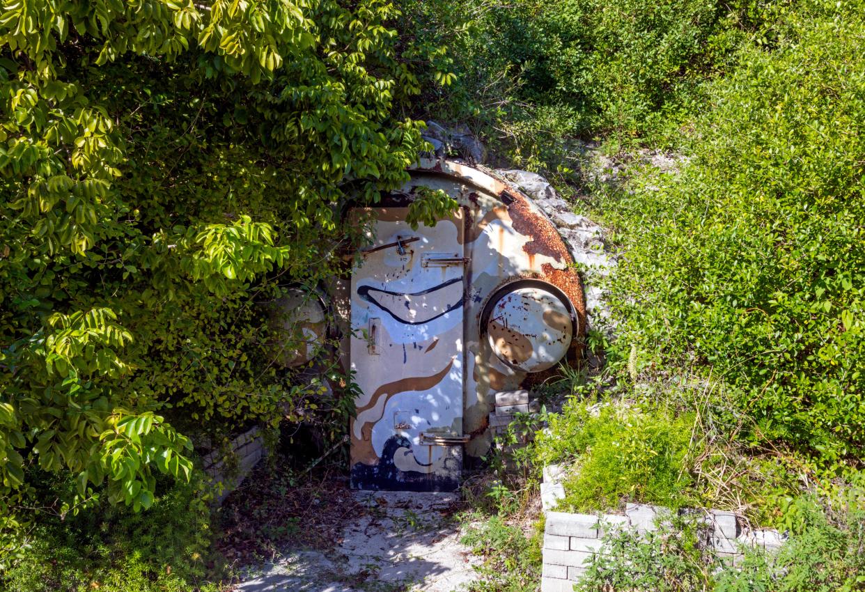 The entrance to the Cold War-era John F. Kennedy bunker on Peanut Island in 2019. Built in 1961, it is undergoing a renovation by the county parks department.