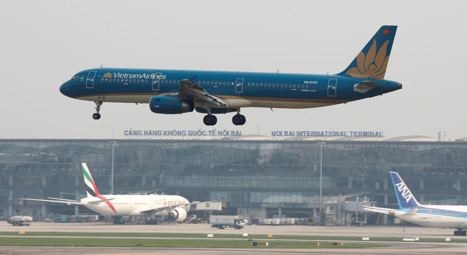 File Photo: A Vietnam Airlines Aribus A321-200 plane prepares to land at Noi Bai international airport in Hanoi, Vietnam April 18, 2019. (REUTERS/Kham)