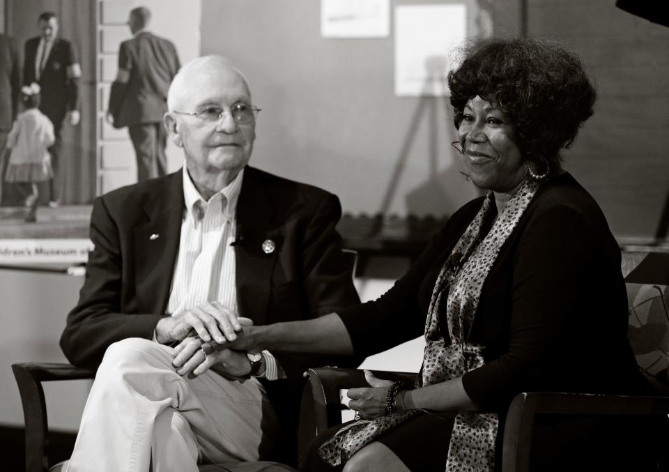 More than 50 years after their first meeting, Ruby Bridges visited with Charles Burks, one of the U.S. marshals who escorted her to and from school when she integrated a Louisiana school in 1960.