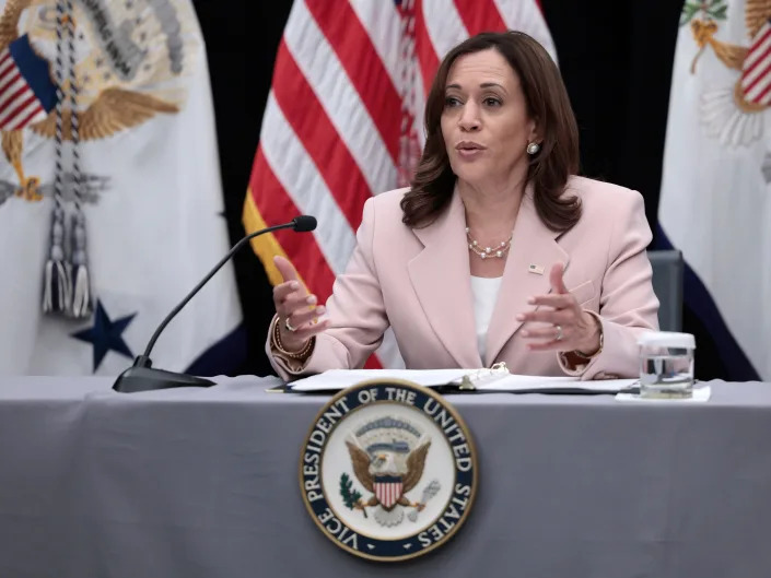 Vice President Kamala Harris speaks at the IX Summit of the America in Los Angeles on June 7, 2022.