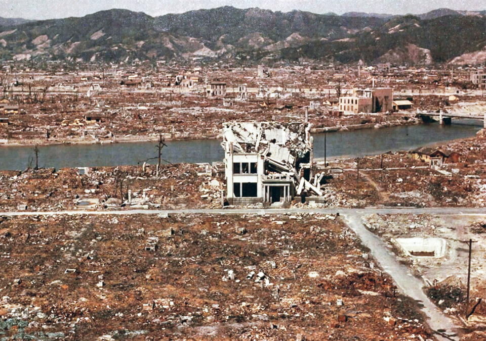 World War II, after the explosion of the atom bomb in August 1945, Hiroshima, Japan. (Photo by: Universal History Archive/Universal Images Group via Getty Images)