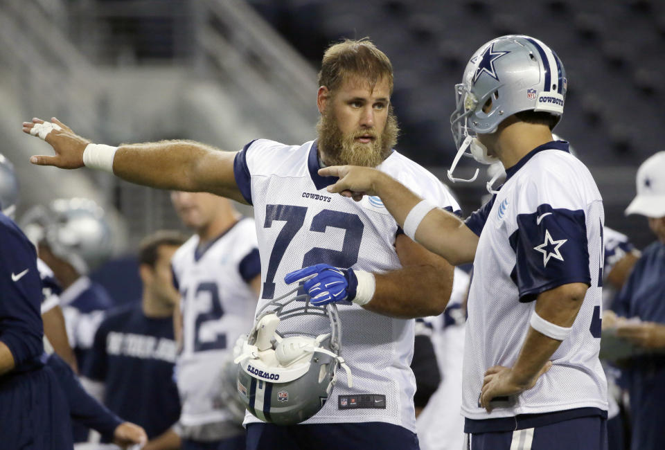 Cowboys center Travis Frederick is fighting Guillain Barre Syndrome and will be out indefinitely for Dallas. (AP)