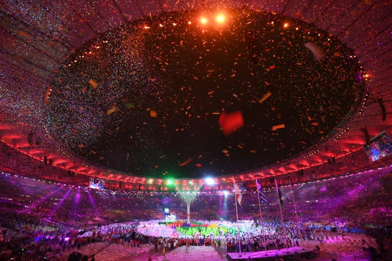 Dancers perform during the closing ceremony of the Rio 2016 Olympic Games