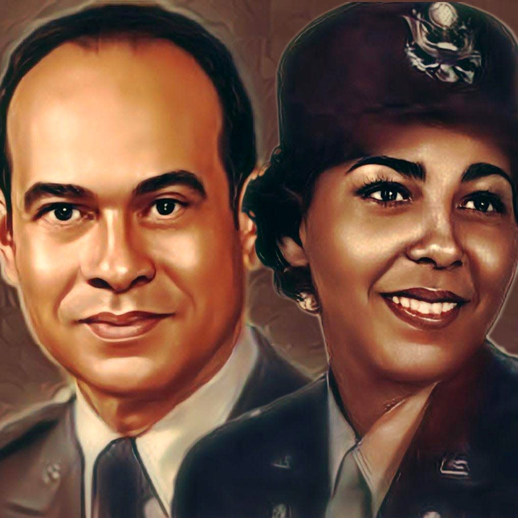 Retired Lt. Gen. Arthur Gregg, left, and the late Lt. Col. Charity Adams are depicted in this image from the Naming Commission, which selected their names as the replacement for Fort Lee in Prince George County