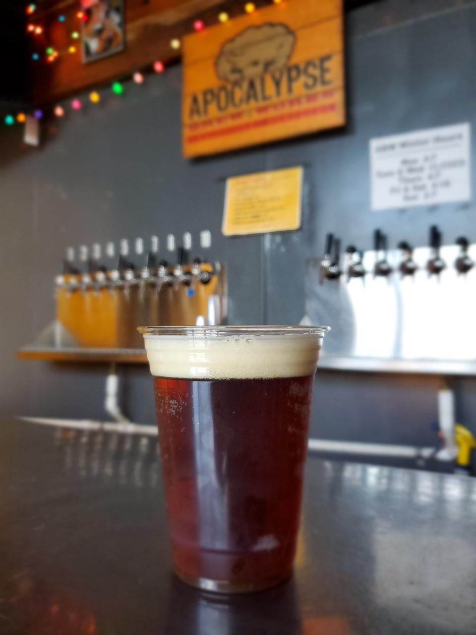 Apocalypse Brew Works is serving up a "Nuclear Winter Warmer" as its holiday seasonal brew, an 5.6% English ale with notes of toffee, treacle and toasted bread.