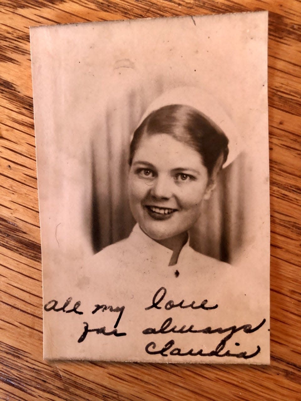 Mary Claudia Jones Barthelmeh, around the age of 27. She worked as a nurse as a young woman and later returned to the profession in her 50s.