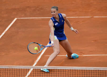 Tennis - WTA Premier 5 - Italian Open - Foro Italico, Rome, Italy - May 18, 2019 Czech Republic's Karolina Pliskova in action during her semi final match against Greece's Maria Sakkari REUTERS/Giuseppe Maffia