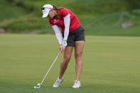 Jennifer Kupcho hits on the 15th hole during the third day of round-robin play in the LPGA Bank of Hope Match Play golf tournament Friday, May 27, 2022, in North Las Vegas, Nev. (AP Photo/John Locher)