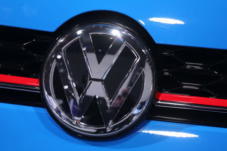 The Volkswagen logo is seen on the front of a car at the North American International Auto Show in Detroit, Michigan, U.S., January 14, 2019. REUTERS/Jonathan Ernst