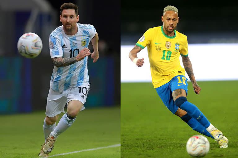 Messi y Neymar, representantes máximos de Argentina y Brasil, que chocarán este sábado por la final de la Copa América